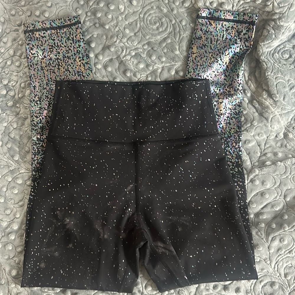 ZYIA ACTIVE Black Ombré Speckled Iridescent leggings (6-8)